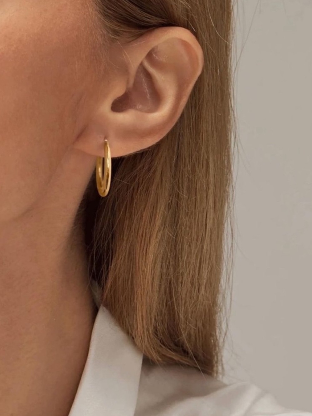 18k Gold Plated Classic Cuff Hoop Earrings – Tarnish Resistant - Picture 2 of 3